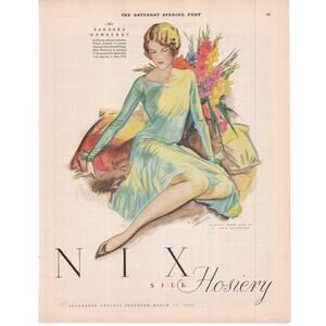 Nix Silk Hosiery Magazine Advertisement 1929 Vtg Women Fashion R John Holmgren